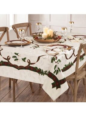 Lenox Holiday Nouveau Damask Tablecloth 60” x 84”